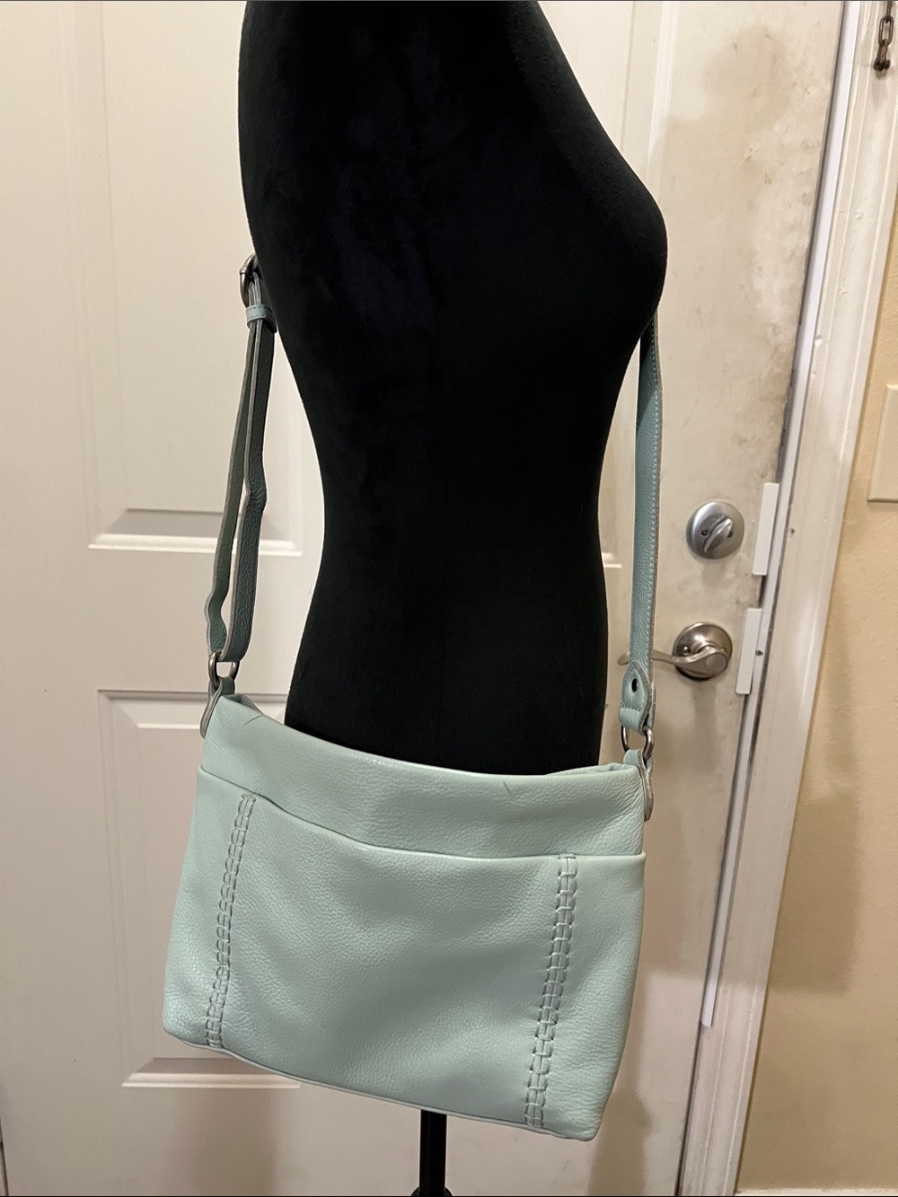 The Sak Mint Green Pebbled Leather Shoulder Bag